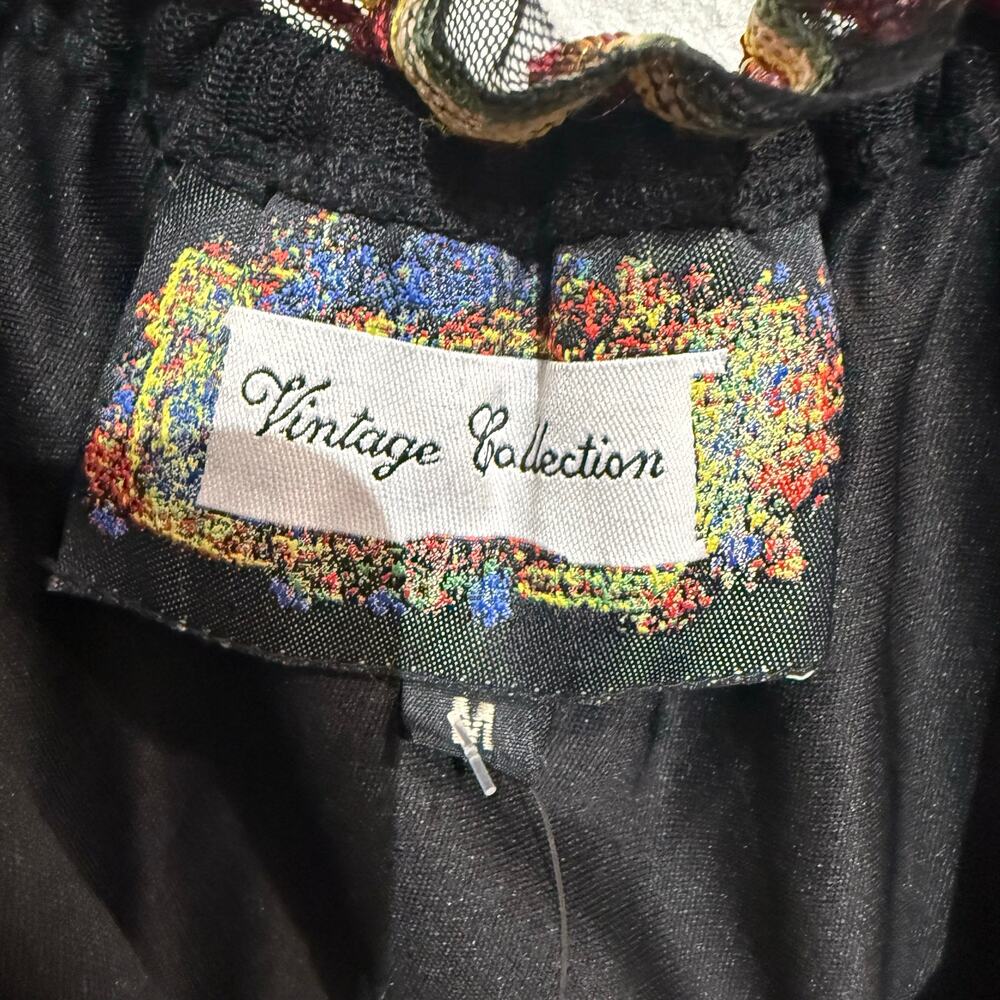 Vintage Collection Black Thunderbolt Embroidered Sheer Tunic Sz M NWT - Picture 4 of 7